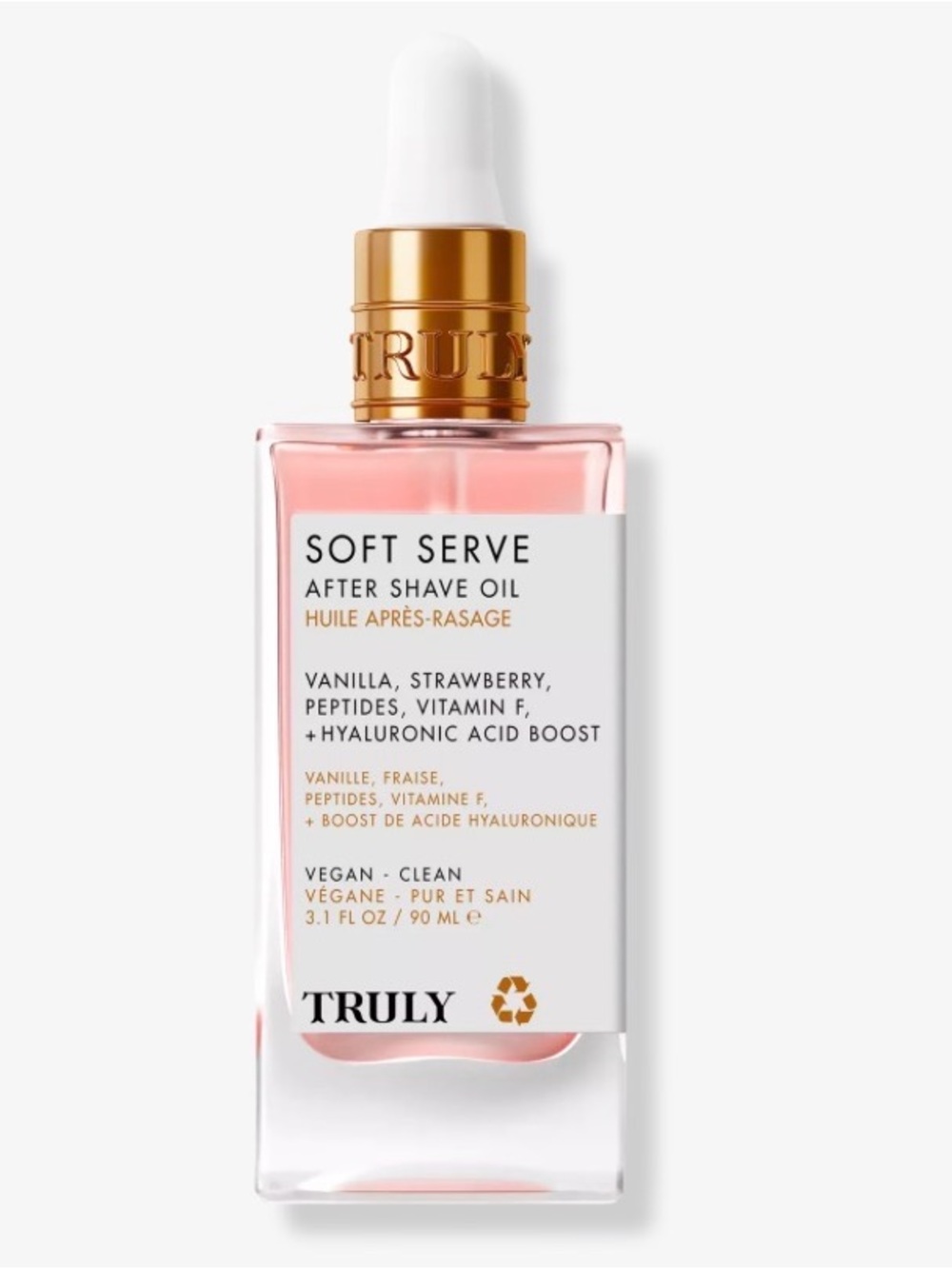 TRULY Soft Serve After Shave Oil in Pink with Gold Cap